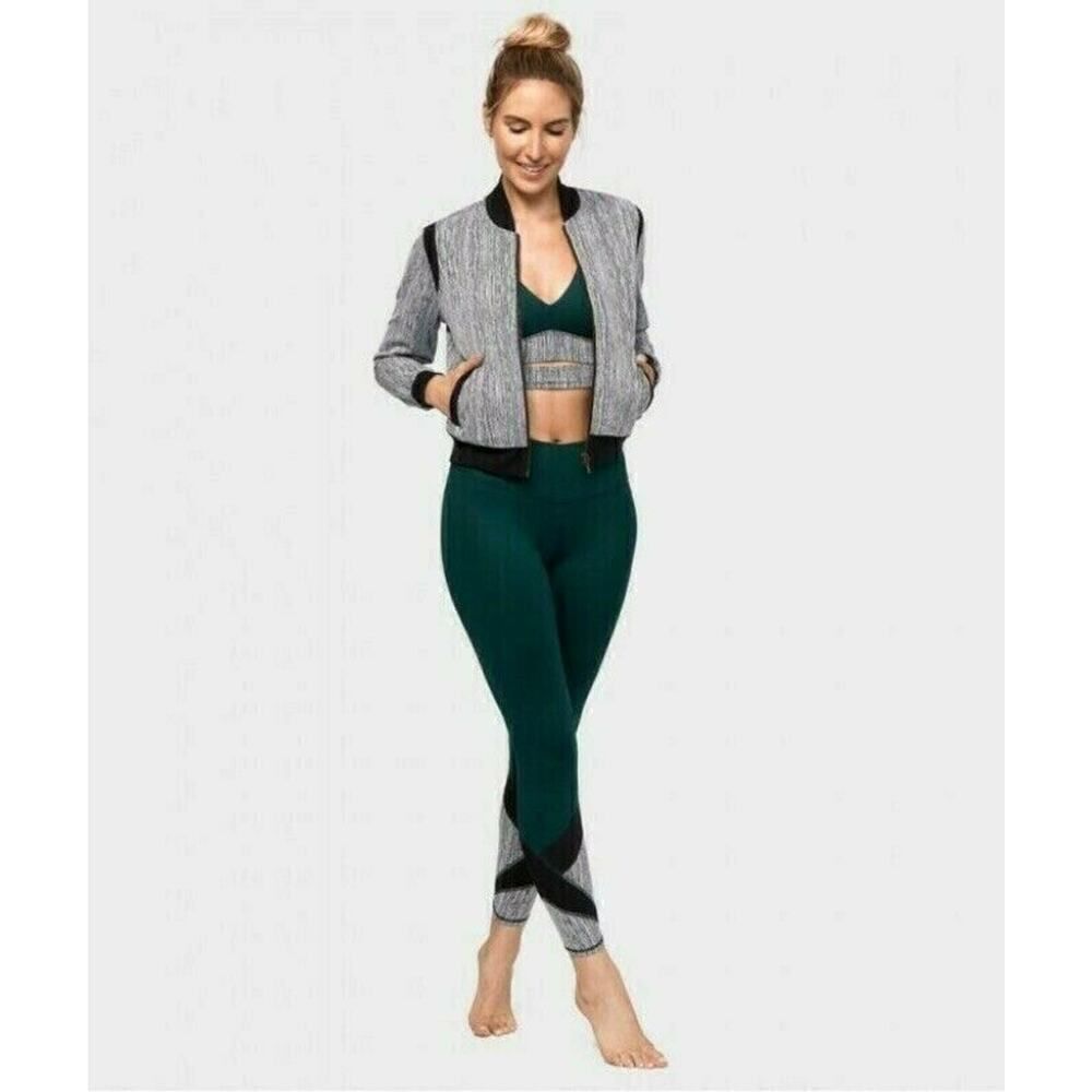 $110 MANDUKA Bomber Jacket NEW Gray Dunes Jacquard Stretch Sz M Designer Coat